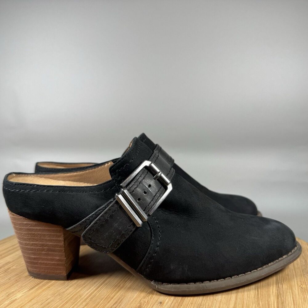 Vionic Women’s Cheyenne Black Leather‎ Bootie Mule Clogs Size 6.5